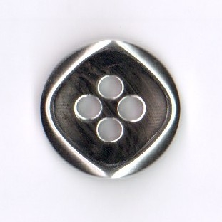 Knap 15 mm sølv og sort